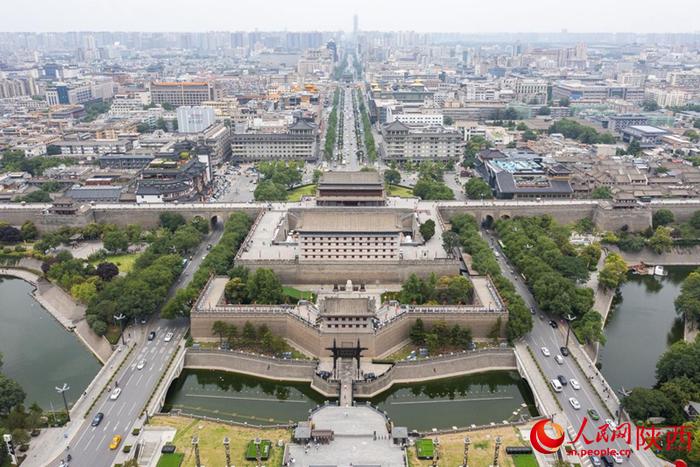西安城墙永宁门(无人机照片)。人民网记者 翁奇羽摄